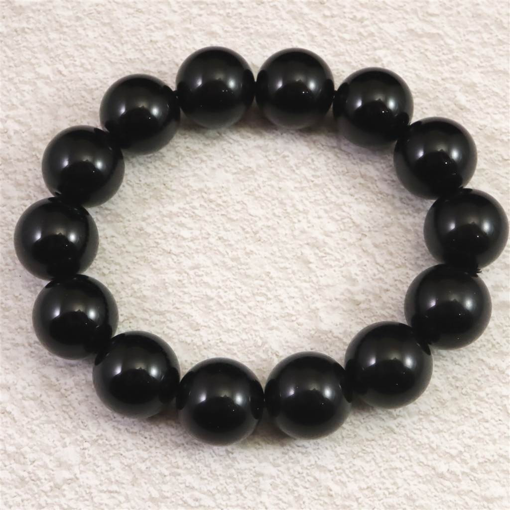 チベット産 天然モリオン水晶(4A)　16mm玉 ブレスレット 84.00g #23531