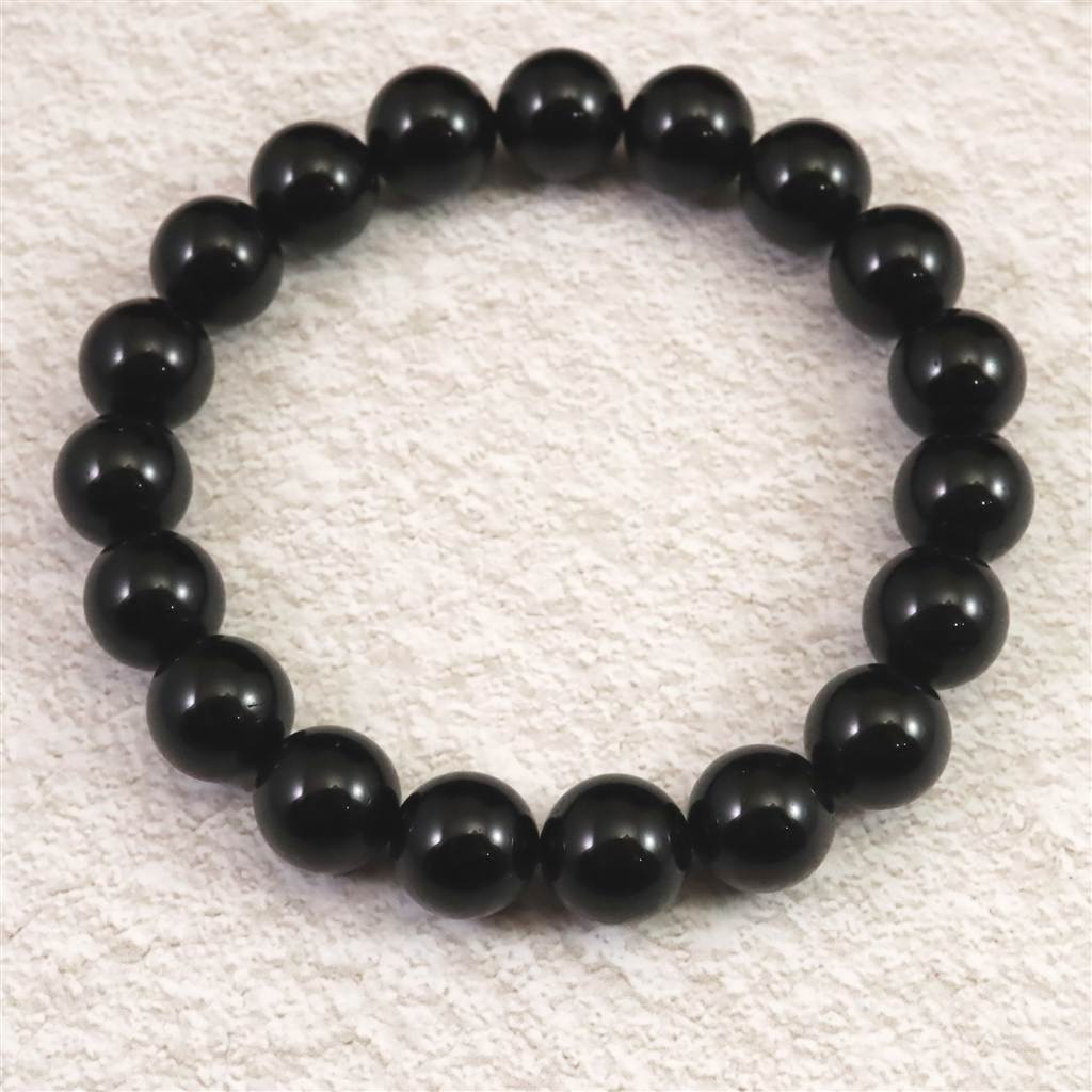 チベット産 天然モリオン水晶 4A  10mm玉 ブレスレット 30.6g #53460