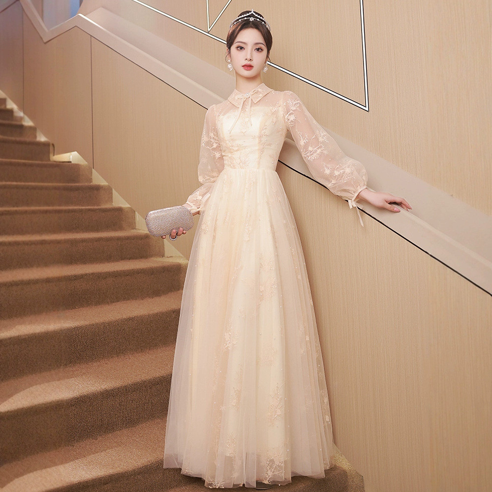 ✨セール✨現品限り✨新品✨ウェディングドレス 長袖 バックシャン 韓国風ドレス ウェディングドレス 長袖 バックリボン エレガント SALE 韓国