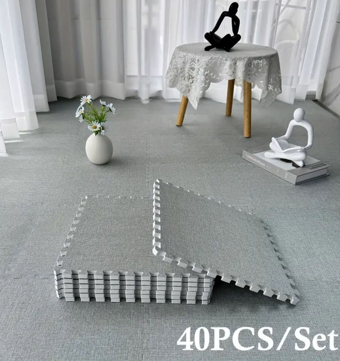 マット インテリア ジョイントマット 大判 3畳 4畳 6畳 3畳用 厚手 30 x 30 cm 40枚 リネンフォーム