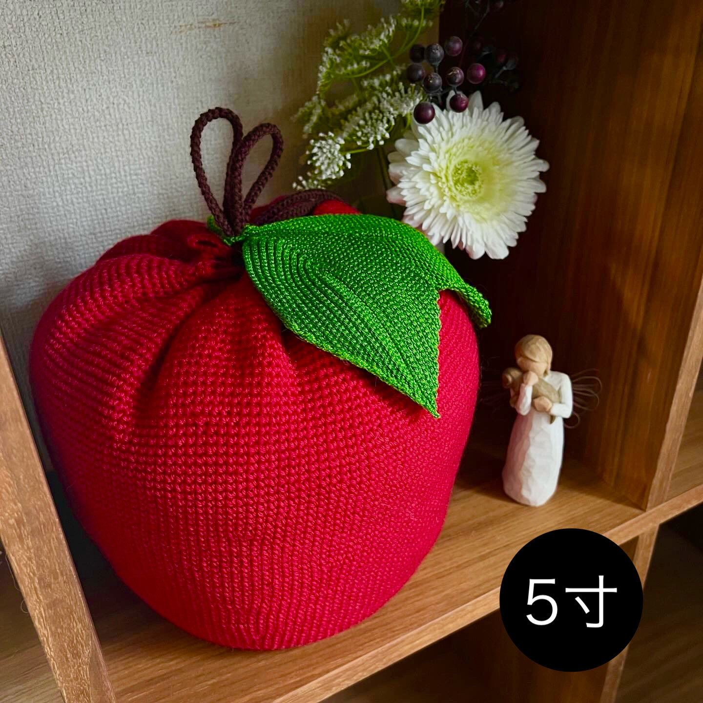 【受注製作品】赤りんごの骨壺カバー（5寸用）