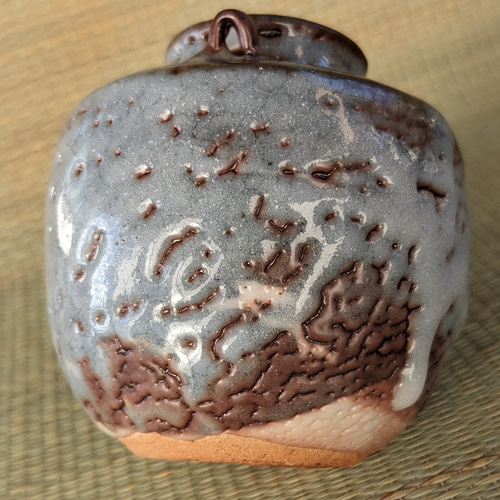 信長焼 天下布武 鼡志野茶入 献上窯元陽山窯[無形文化財 水野澤三作
