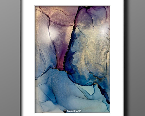原画】抽象画 アートパネル / 紫と青系 / モダンな壁掛けインテリア