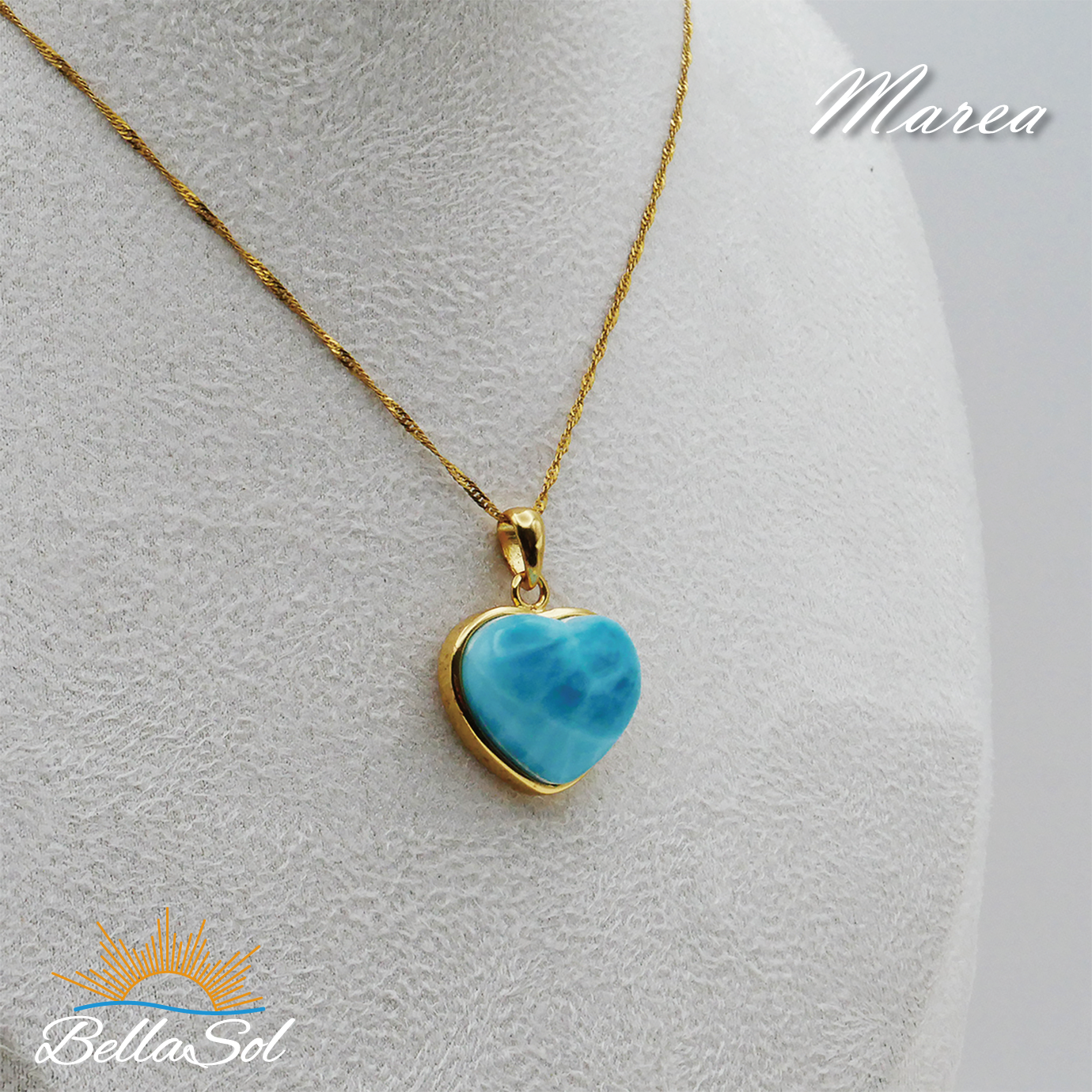 ラリマー♡ハートペンダント│今月の一点もの│高品質ドミニカ産│18KGPxSV925