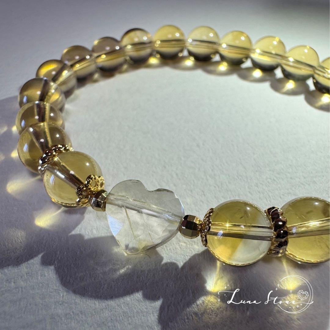 【オレゴンサンストーン×非加熱シトリン】柔らかな黄金の光 天然石 ブレスレット