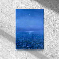 油絵 原画 オリジナル 「ピンク×ブルーの海」送料無料 絵画 Masako's