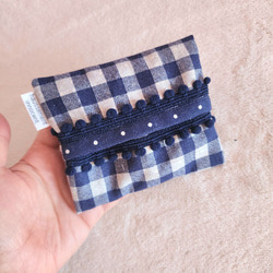 海軍藍格紋口袋紙巾盒 第3張的照片