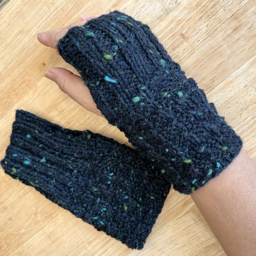 ハンドウォーマー あったかい 手編み ハマナカアランツィード ギフトに