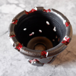 3.5号艶流紋黒Bloodyスリット鉢319　塊根植物　多肉植物　アガベ　盆栽　植木鉢　作家鉢　沖縄 4枚目の画像