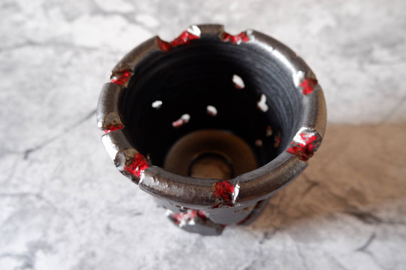 3.5号艶流紋黒Bloodyスリット鉢319　塊根植物　多肉植物　アガベ　盆栽　植木鉢　作家鉢　沖縄 4枚目の画像