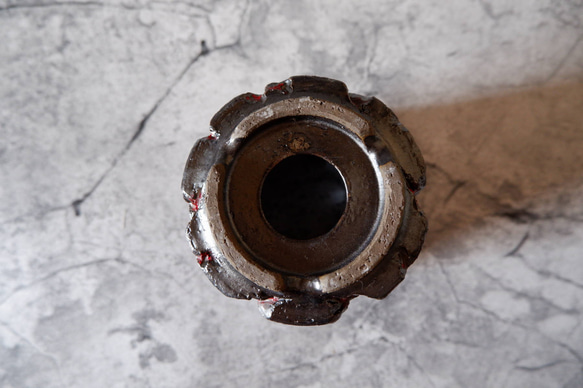 3.5号艶流紋黒Bloodyスリット鉢319　塊根植物　多肉植物　アガベ　盆栽　植木鉢　作家鉢　沖縄 7枚目の画像