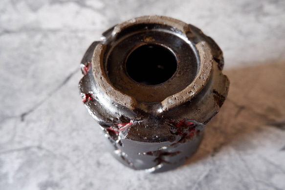 3.5号艶流紋黒Bloodyスリット鉢319　塊根植物　多肉植物　アガベ　盆栽　植木鉢　作家鉢　沖縄 6枚目の画像