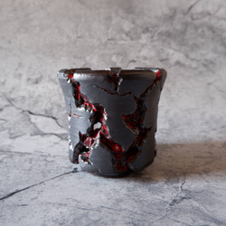 3.5号艶流紋黒Bloodyスリット鉢319　塊根植物　多肉植物　アガベ　盆栽　植木鉢　作家鉢　沖縄 3枚目の画像