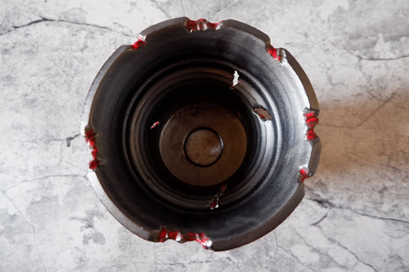 5.5号艶流紋黒Bloodyスリット鉢320　塊根植物　多肉植物　アガベ　盆栽　植木鉢　作家鉢　沖縄 5枚目の画像