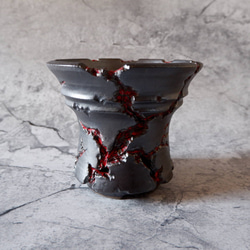 5.5号艶流紋黒Bloodyスリット鉢320　塊根植物　多肉植物　アガベ　盆栽　植木鉢　作家鉢　沖縄 3枚目の画像