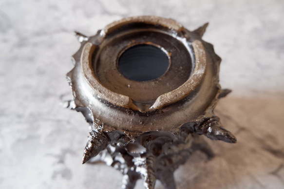 4号艶流紋黒棘マダム鉢321　塊根植物　多肉植物　アガベ　盆栽　植木鉢　作家鉢　鉢皿　沖縄 6枚目の画像