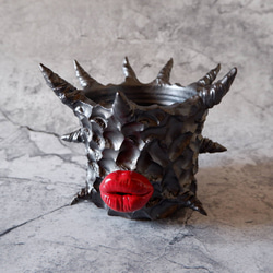 4号艶流紋黒棘マダム鉢321　塊根植物　多肉植物　アガベ　盆栽　植木鉢　作家鉢　鉢皿　沖縄 1枚目の画像