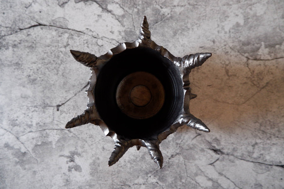 4号艶流紋黒棘マダム鉢321　塊根植物　多肉植物　アガベ　盆栽　植木鉢　作家鉢　鉢皿　沖縄 5枚目の画像