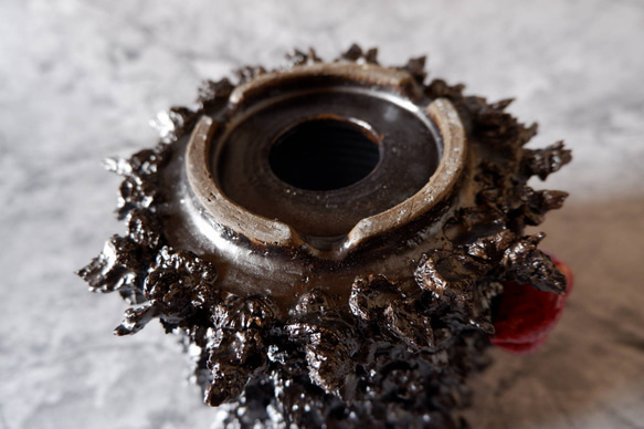 4.5号艶流紋黒鬼マダム鉢322　塊根植物　多肉植物　アガベ　盆栽　植木鉢　作家鉢　鉢皿　沖縄 6枚目の画像