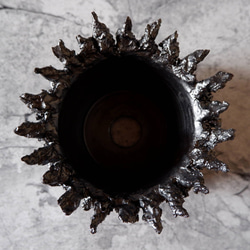 4.5号艶流紋黒鬼マダム鉢322　塊根植物　多肉植物　アガベ　盆栽　植木鉢　作家鉢　鉢皿　沖縄 5枚目の画像