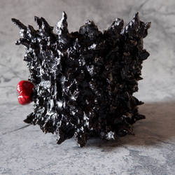 4.5号艶流紋黒鬼マダム鉢322　塊根植物　多肉植物　アガベ　盆栽　植木鉢　作家鉢　鉢皿　沖縄 3枚目の画像