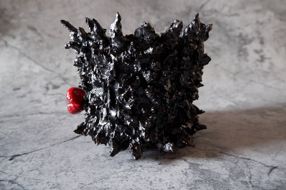 4.5号艶流紋黒鬼マダム鉢322　塊根植物　多肉植物　アガベ　盆栽　植木鉢　作家鉢　鉢皿　沖縄 3枚目の画像