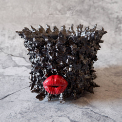 4.5号艶流紋黒鬼マダム鉢322　塊根植物　多肉植物　アガベ　盆栽　植木鉢　作家鉢　鉢皿　沖縄 1枚目の画像