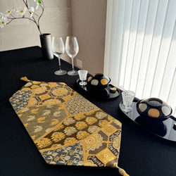 ︎◼︎C1141◼︎一点物袋帯 正絹 蜀江文 草花 テーブルランナー(〜270cm) ◼︎C1141◼︎一点物袋帯 正絹 蜀江文 草花 テーブルランナー(〜270cm