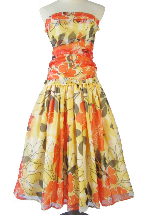 受注生産　オーダーメイド　パウスカート　チューブトップ　プリントオーガンジー nws00043