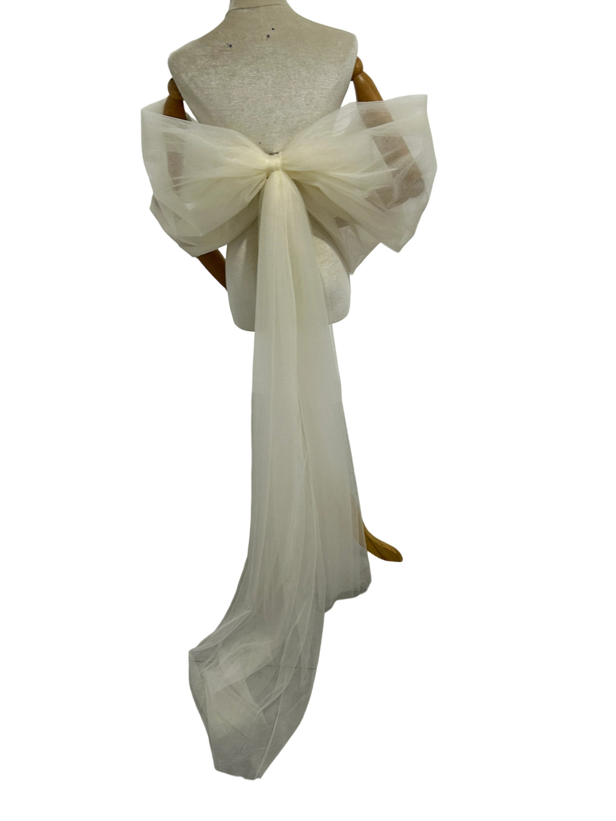 ふっくら柔らかなバックリボン ソフトチュール アイボリー 取り外し 花嫁