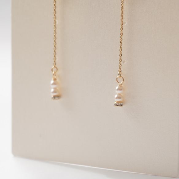 ▷新作　大人の上品　ピアス　イヤリング　14kgf　高品質　パール　華奢　ひとめぼれ新作2026 6枚目の画像