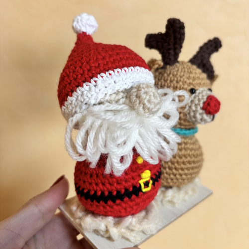 ハンドメイド　クリスマス　編みぐるみ　置物　インテリア　オブジェ 限定価格！【イベントシリーズ12月】クリスマス置き飾り サンタ