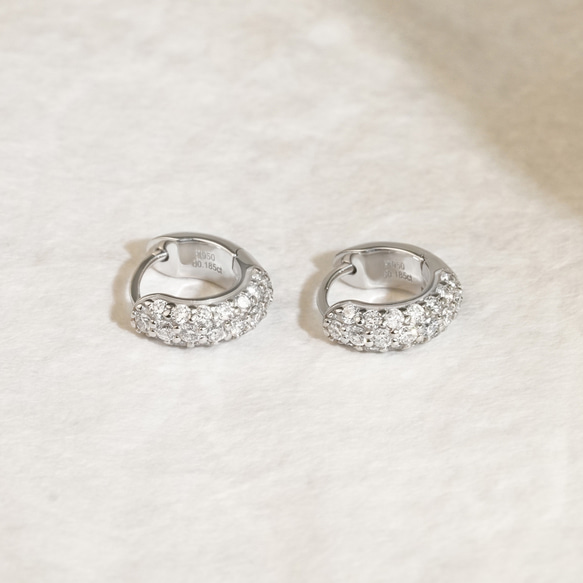ラウンドパヴェフープピアス E171H25929-W（4週間発送） 7枚目の画像