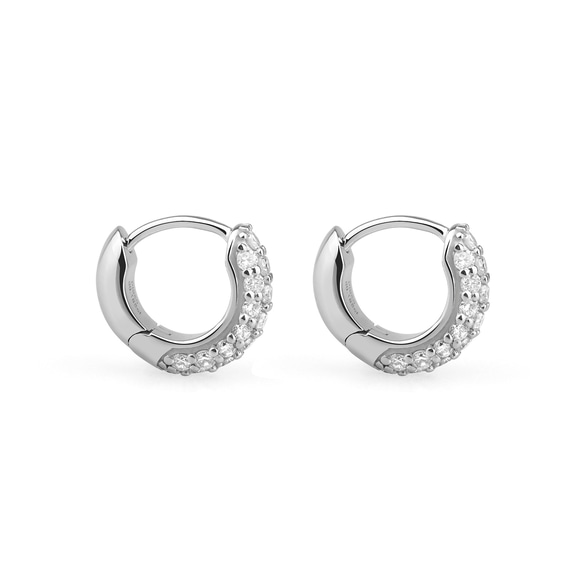 ラウンドパヴェフープピアス E171H25929-W（4週間発送） 2枚目の画像