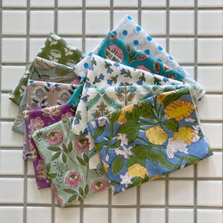 インド ブロックプリント バンダナ ハンカチ52cm角 選べるお得な4枚