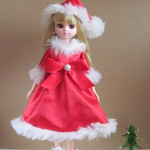 リカちゃんのお洋服＊＊クリスマス＊サンタクロース＊ワンピース＊帽子