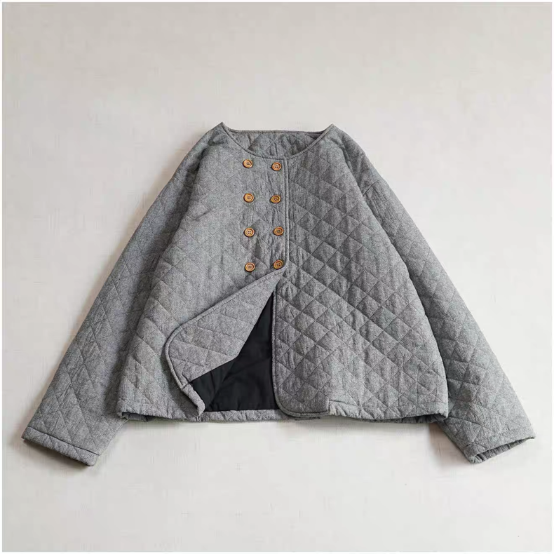 2025秋冬新作 【洗える/中綿入り】レディース キルティング ノーカラーコート 中綿コート 秋冬 キルティング