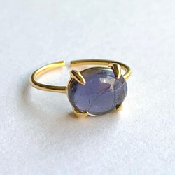 【リング】天然石アイオライト　7～11号　Silver925・18KGP仕上げ　ハンドメイド 2枚目の画像