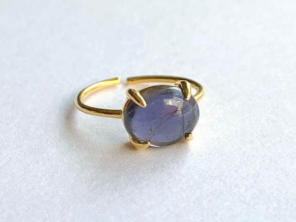 【リング】天然石アイオライト　7～11号　Silver925・18KGP仕上げ　ハンドメイド 2枚目の画像