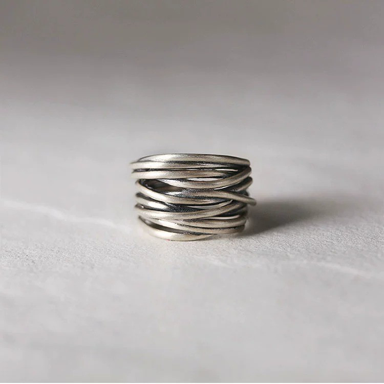 〇• Ring •〇 925スターリングシルバー 多層ラップ  リング
