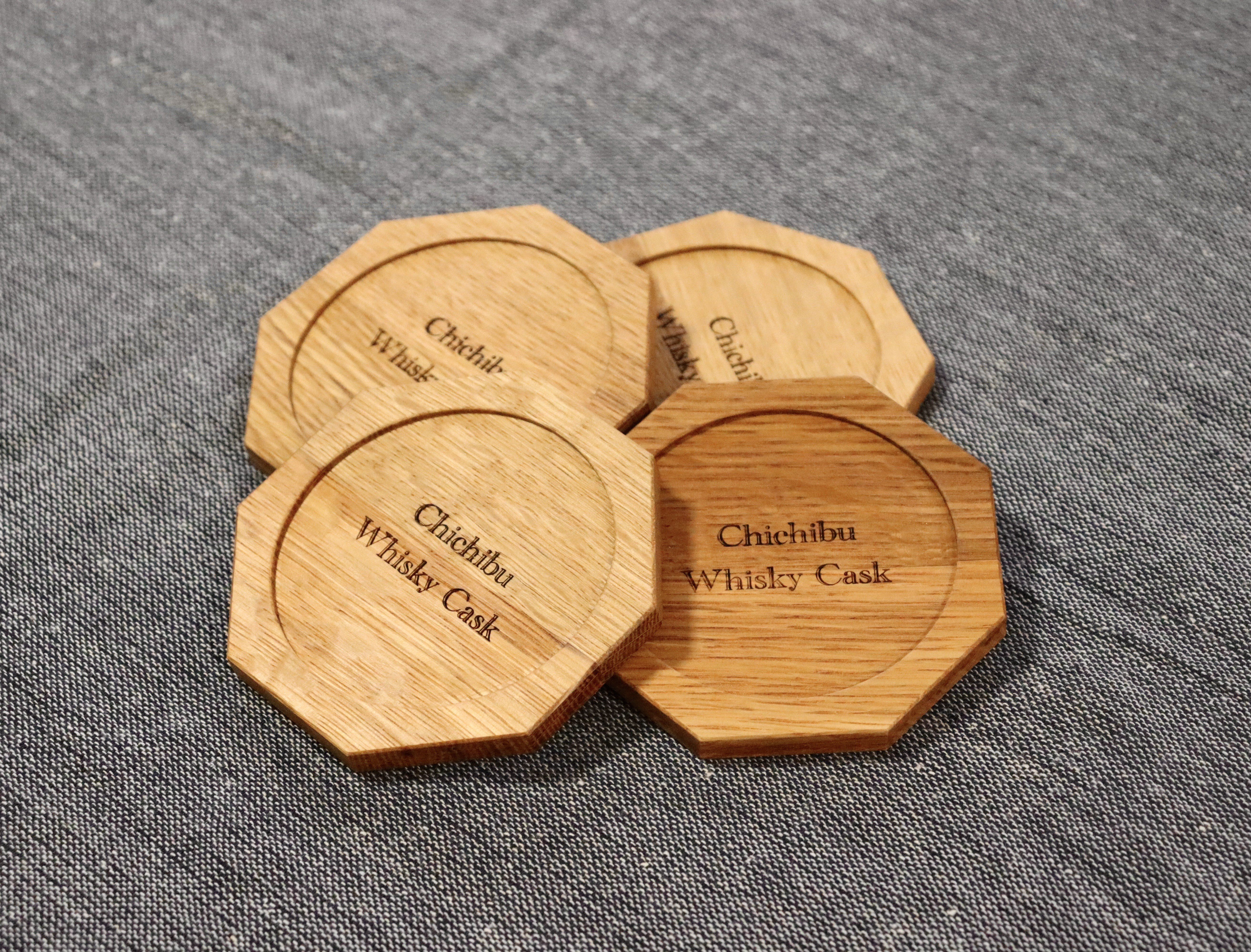 <NEW>秩父市のウイスキー蒸溜所の熟成樽から作られたコースター4枚セット