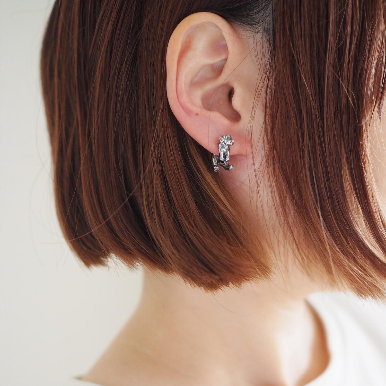 ラブラドールSilverピアス 片耳 黒ラブ 白ラブ