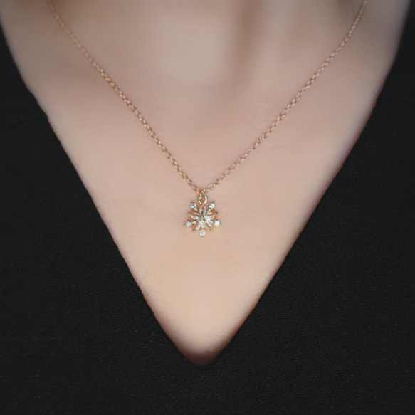 【2way】淡水パール  ジルコニア 輝く 雪の結晶 ネックレス ピアス イヤリング セット クリスマス ギフト 誕生日 14枚目の画像