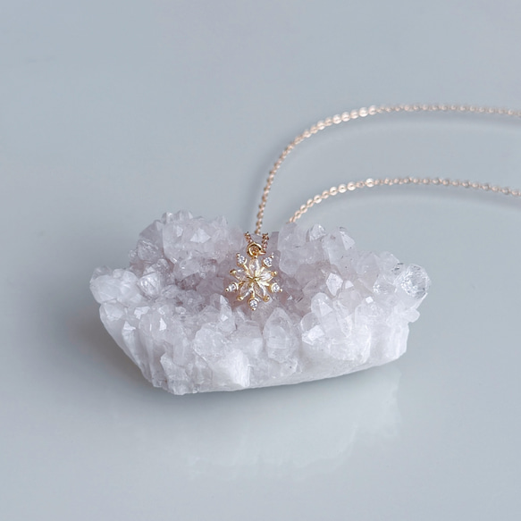 【2way】淡水パール  ジルコニア 輝く 雪の結晶 ネックレス ピアス イヤリング セット クリスマス ギフト 誕生日 13枚目の画像