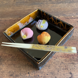 黒飴色の角鉢｜陶器 切立角鉢 角皿 正角皿 四方鉢 四方皿 おせち 菓子