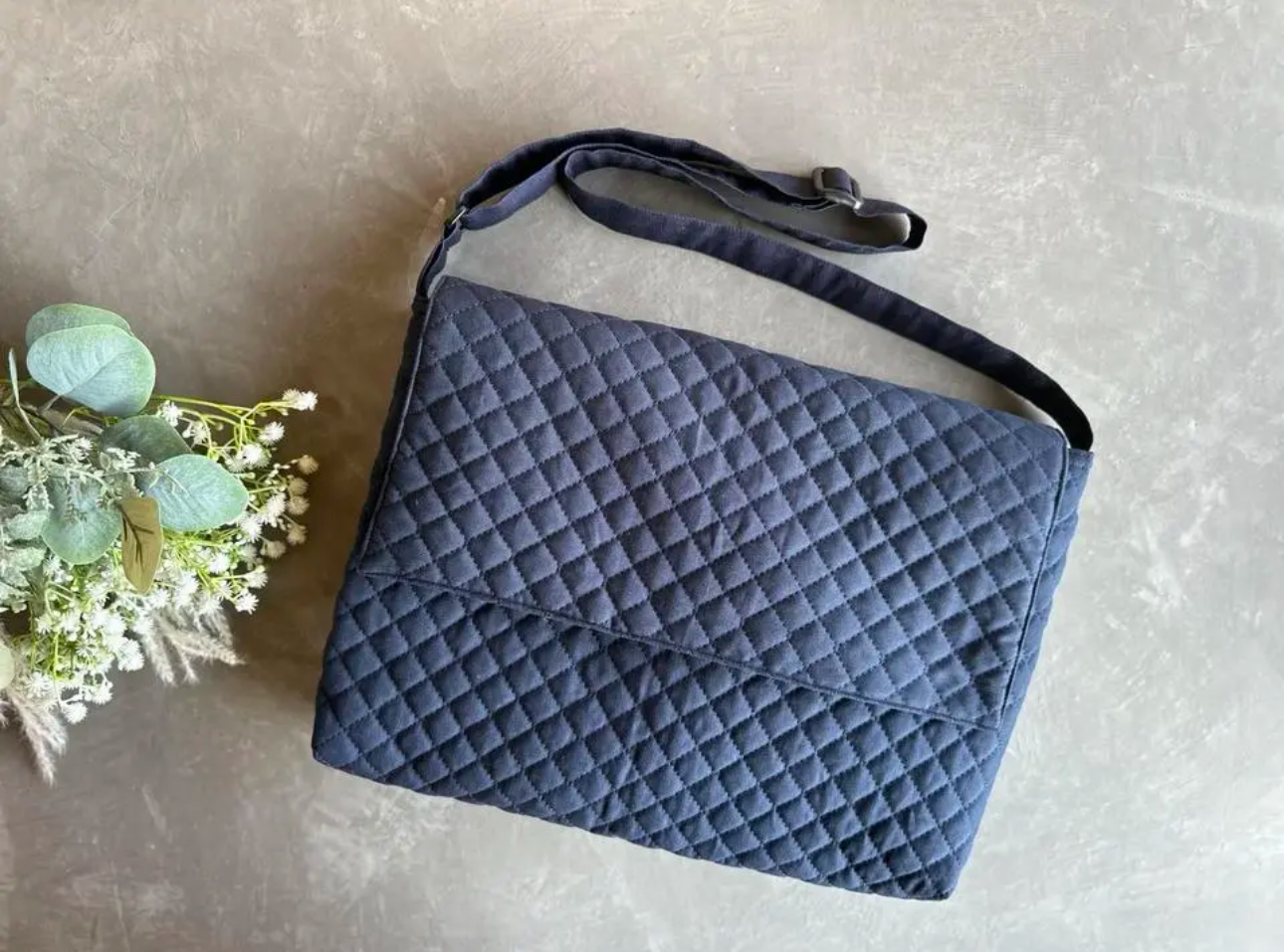 入園入学 キルトショルダーバッグ ネイビー｜harness horse 刺繍・サイズオーダー対応