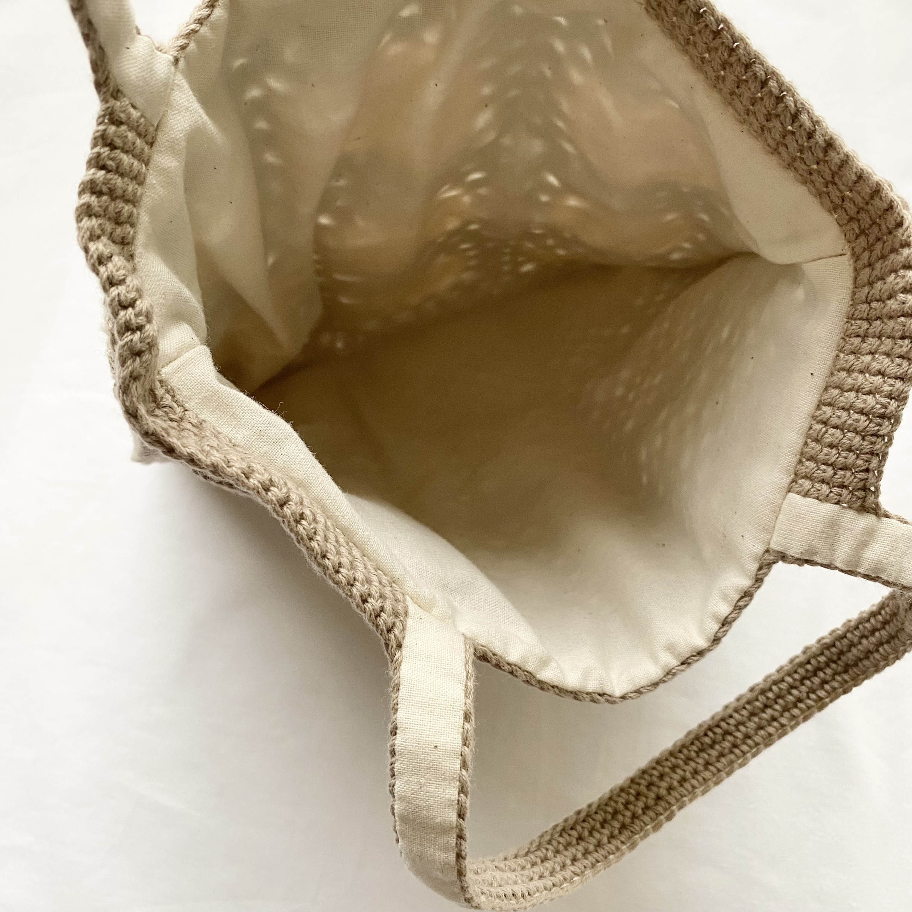 お花モチーフのトートバッグ｜綿100% ｜内布付き｜編み物｜普段使い・お出かけ