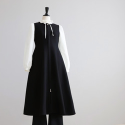 【人気のニットジレワンピ！】ホールガーメント オープンファスナー ジレワンピース【ブラック】 11枚目の画像