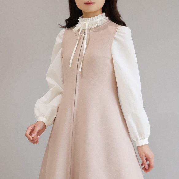 【人気のニットジレワンピ！】ホールガーメント オープンファスナー ジレワンピース【ブラック】 5枚目の画像