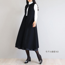 【人気のニットジレワンピ！】ホールガーメント オープンファスナー ジレワンピース【ブラック】 2枚目の画像